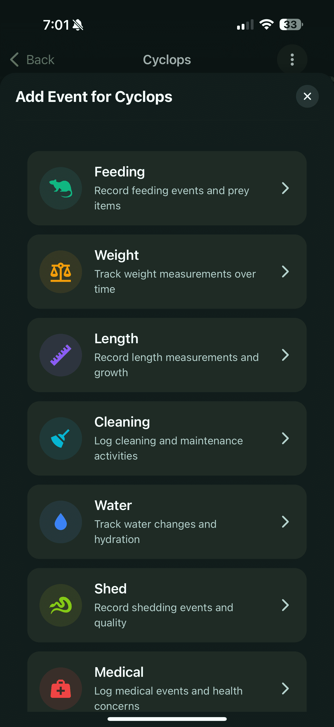 Log care as you go in the Scutely app