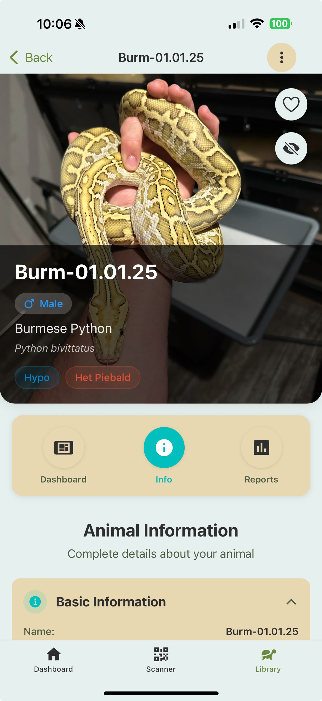 Animal Profiles in the Scutely app