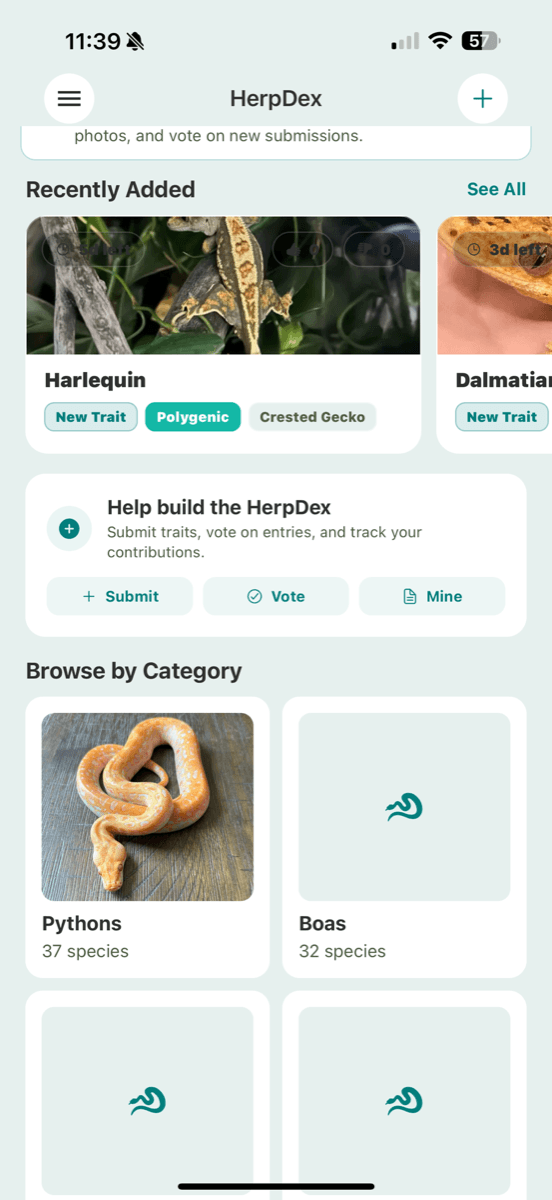 Traits & HerpDex in the Scutely app
