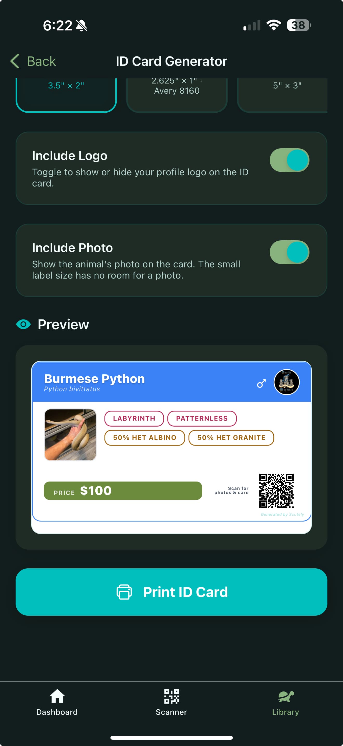 Show Cards, Store Cards & Label Printing in the Scutely app